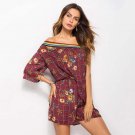 Sishot women casual jumpsuits 2018 spring summer cainival dark blue asymmetric patchwork floral prin