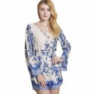 Young17 Women Red Blue Jumpsuit Floral Print Summer Women V-Neck Jumpsuit Female Slim High-Waist Str
