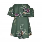 Women Playsuit Jumpsuit Floral Print Ruffles Slash Neck Sexy Rompers Female High Waist Bohemian Casu