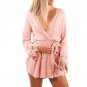 2017 Summer New Plus Size Women Long Sleeves Lace Playsuits Black White Short Jumpsuits Nightclub Ho