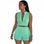6 Color XXL Plus Size Short Belted Women Fashion Bodysuits 2016 New Design Monos Overalls Ladies Pla