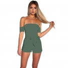 Women Sexy Bodysuit 2017 Summer Skinny club Playsuits bind Dew shoulder Zipper conjoined shorts Soli