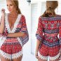 2016 Summer Rompers  Women 9 Styles V Neck Irregular Crochet Beach Jumpsuit Short Sexy Stitching Lac