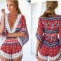 2016 Summer Rompers  Women 9 Styles V Neck Irregular Crochet Beach Jumpsuit Short Sexy Stitching Lac