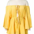 2018 New Spring Jumpsuit Solid Color Boat Neck Jumpsuit Women Elastic Waist Loose Off Shoulder Short