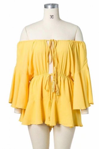 2018 New Spring Jumpsuit Solid Color Boat Neck Jumpsuit Women Elastic Waist Loose Off Shoulder Short