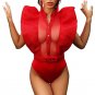 Hot Sexy Mesh Bodysuit Bodycon Jumpsuits For Women 2018 Summer Ruffle Romper Ladies Fitness Playsuit