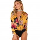Long Sleeve Boho Body Suits For Women 2018 Bodycon Jumpsuit Deep Veck Sexy Bodysuit Ladies Floral Su