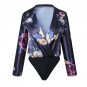 Long Sleeve Boho Body Suits For Women 2018 Bodycon Jumpsuit Deep Veck Sexy Bodysuit Ladies Floral Su