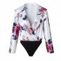 Long Sleeve Boho Body Suits For Women 2018 Bodycon Jumpsuit Deep Veck Sexy Bodysuit Ladies Floral Su