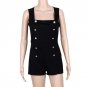 Double Button Zipper Back Elegant Bodycon Jumpsuit Women Short Pants Overalls Sexy Rompers #GH