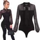 Black Crochet Lace Transparent Sheer Rompers Womens Jumpsuit Casual Loose Playsuit Hollow Out Macaca