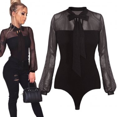 Black Crochet Lace Transparent Sheer Rompers Womens Jumpsuit Casual Loose Playsuit Hollow Out Macaca