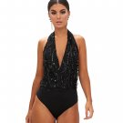Sequins Bodysuit Women Tops Autumn Rompers Womens Jumpsuit Fitness Patchwork Club Party Bodysuit Mac