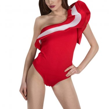 Black red white Ruffles Bodysuit Women 2018 Summer Hollow Out Combinaison Rompers jumpsuitFemme Sexy