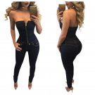 Strapless Zipper Jumpsuit Women Sexy Backless Sleeveless Playsuit Sexy Party Rompers Shorts Overalls