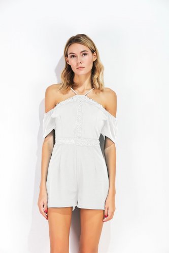 2017 Summer NEW Women Rompers lace pure color Female chest wrapped strapless Play suit women casual 