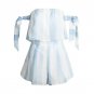 Sexy Bind Off Shoulder Rompers Shorts Casual Bodysuits Vertical Stripe Digital Printing Chest Wrappe