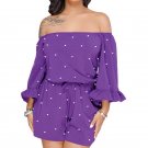 Summer Playsuits Beading 2018 Women Jumpsuits Off Shoulder Rompers Sexy Party Rompers Overalls Onepi