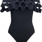 Women Sexy Bodysuits Slashneck Off The Shoulder Sexy Beach Wear Bodysuit Hollow Out Ruffle Jumpsuit 