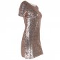 Vestido 2018 Neck Short Sleeve Gold Sequined Party Dresses Women 2018 Summer Style Casual Vestido Se