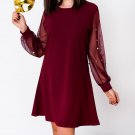 New 2018 Fashion Pearl Beading Mesh Dress For Work Women Casual Long Sleeve Vestidos Mini Party Dres
