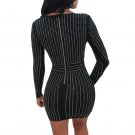 NEW Black/white Party Beading Dress Women Black Long Sleeve Bodycon Sheath Dresses New Fashion Elega