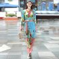 High quality fashion print Loose Casual long dress New women 2017 Full sleeves  Beading summer runwa
