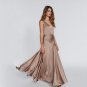 V-neck Backless Split Zipper Side Ruffles Vintage Lady Dresses