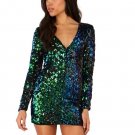 V Neck Long Sleeve Women Office Dresses Sexy Party Night Club Dress
