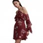 Long Sleeve Red A Line Dress Wire Flower Dress Boho