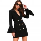 Suit Dress Black Slim Outwear Dress Long Sleeve V Neck 0324-68