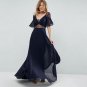 ladies elegant sexy deep V neck high waist long swing dress