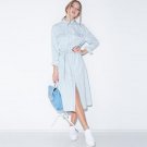 New Arrival 2016 Spring Winter Women Dress Vintage Long Sleeve Turn-down Collar Dresses Denim Dress 