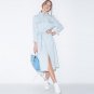 New Arrival 2016 Spring Winter Women Dress Vintage Long Sleeve Turn-down Collar Dresses Denim Dress 