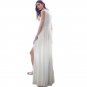 White Deep V Neck High Open Split Dress Women Fashion Single Breasted Sleeveless Party Long Beach Dr