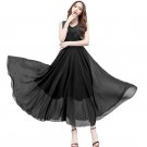 women Casual sleeveless long dress Womens Boho Chiffon v-neck Evening Party wrinkle Dress Vintage Lo