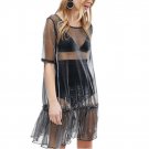 See-through Short Sleeve Sheer Summer Dress