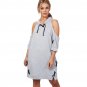 Simple Large Size Hit Strapless Hooded Half Sleeve Mini Female Dress