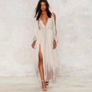 Bohemian split maxi long dresses people hippie loose dress