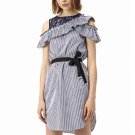 Mini A-Line Dresses Casual Lace Sweet Ruffles Dresses Elegant Striped Vestidos