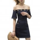Bridesmaid Wedding Half Sleeve Slash Neck Sexy Mini Dress Fashion