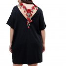 Embroidery Back Loose Dress Over Size Half Sleeve Dress