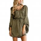 Ladies Sexy Club Dress 2018 Drawstring waist tie Dress