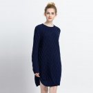 oversize side slit knitted dress ladies winter tunic dresses