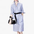 Fashion Autumn Summer Dress Women 2017 Sexy Bf Style Blue Shirt Dress Vintage Long Sleeve High Waist