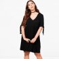 Short Sleeve Solid Black Women Dress Large Size Dress 3XL 7XL
