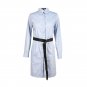 long sleeve tunic belt SML XL XXL blue woman\'s Casual shirt dress