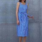 Bow Knee-Length Dress Women\'s Blue Fashion Chic Dress