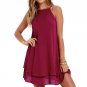 Mini Vestidos Spliced Slash Neck  Neckline Chiffon Dress
